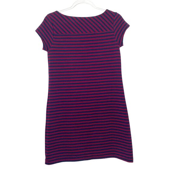 GAP Striped Short Sleeve Shift Dress Above Knee Scoop Neck Navy Burgundy Size XS - Picture 4 of 4
